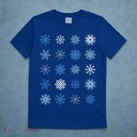 Blue And White Snowflakes Stacked Christmas Great Gift T-Shirt thumb 5