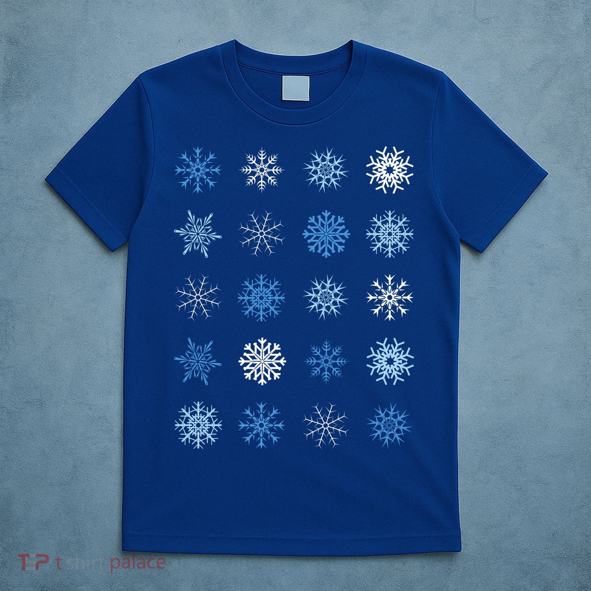 Blue And White Snowflakes Stacked Christmas Great Gift T-Shirt