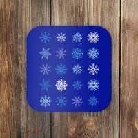 Blue And White Snowflakes Stacked Christmas Great Gift Coaster thumb 0