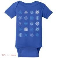 Blue And White Snowflakes Stacked Christmas Great Gift Baby Bodysuit thumb 0