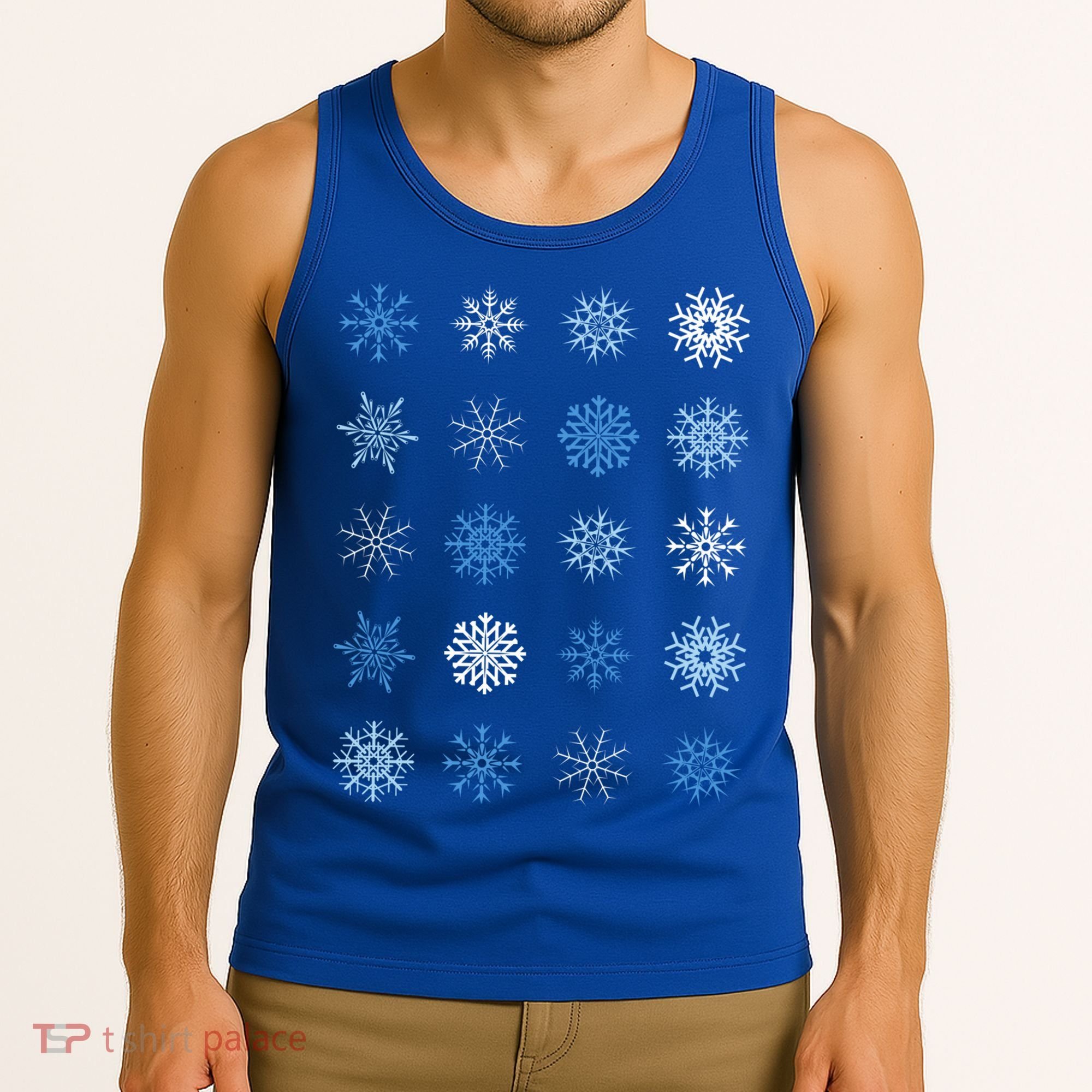 Blue And White Snowflakes Stacked Christmas Great Gift Tank Top