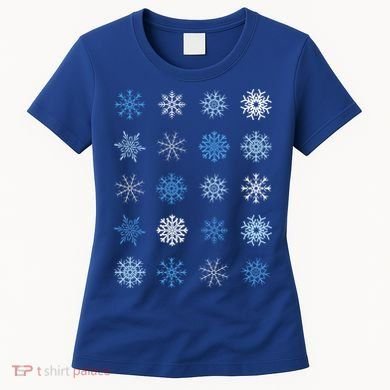 Blue And White Snowflakes Stacked Christmas Great Gift Women's T-Shirt