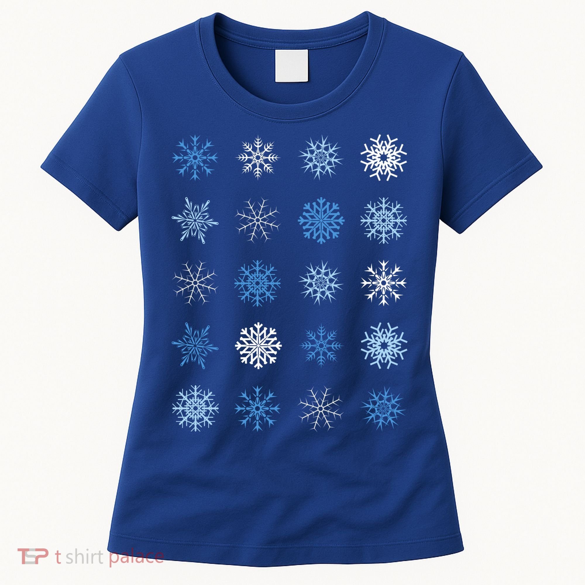 Blue And White Snowflakes Stacked Christmas Great Gift Women's T-Shirt