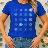 Blue And White Snowflakes Stacked Christmas Great Gift Women's T-Shirt thumb 2