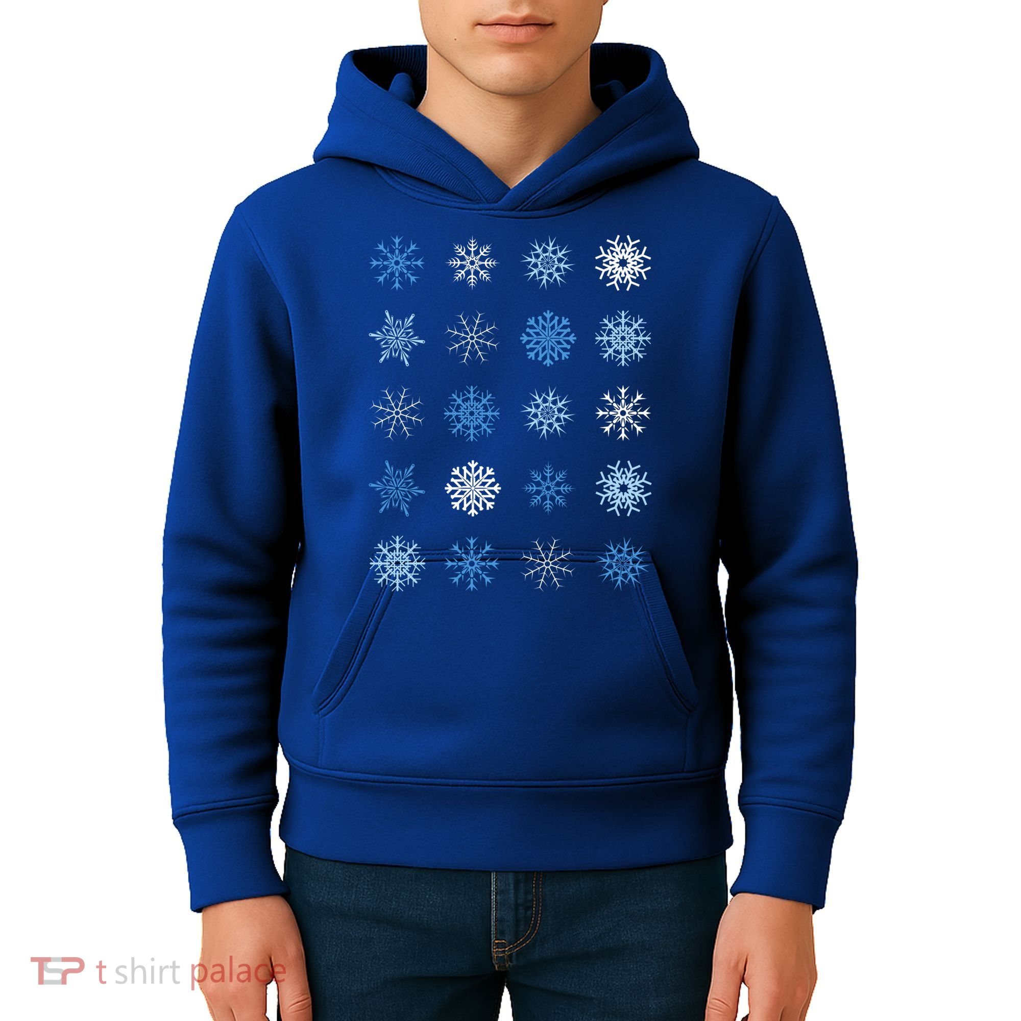 Blue And White Snowflakes Stacked Christmas Great Gift Kids Hoodie