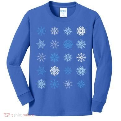 Blue And White Snowflakes Stacked Christmas Great Gift Kids Long Sleeve Shirt
