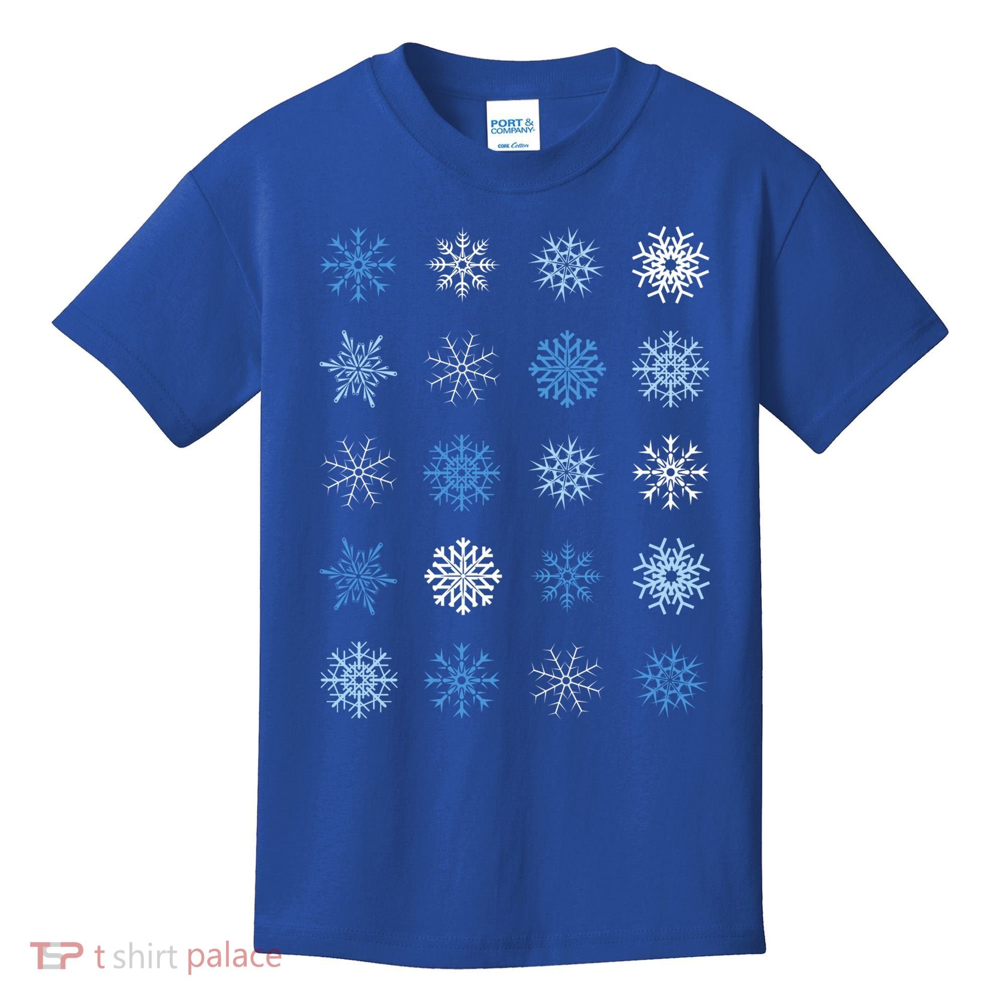 Blue And White Snowflakes Stacked Christmas Great Gift Kids T-Shirt