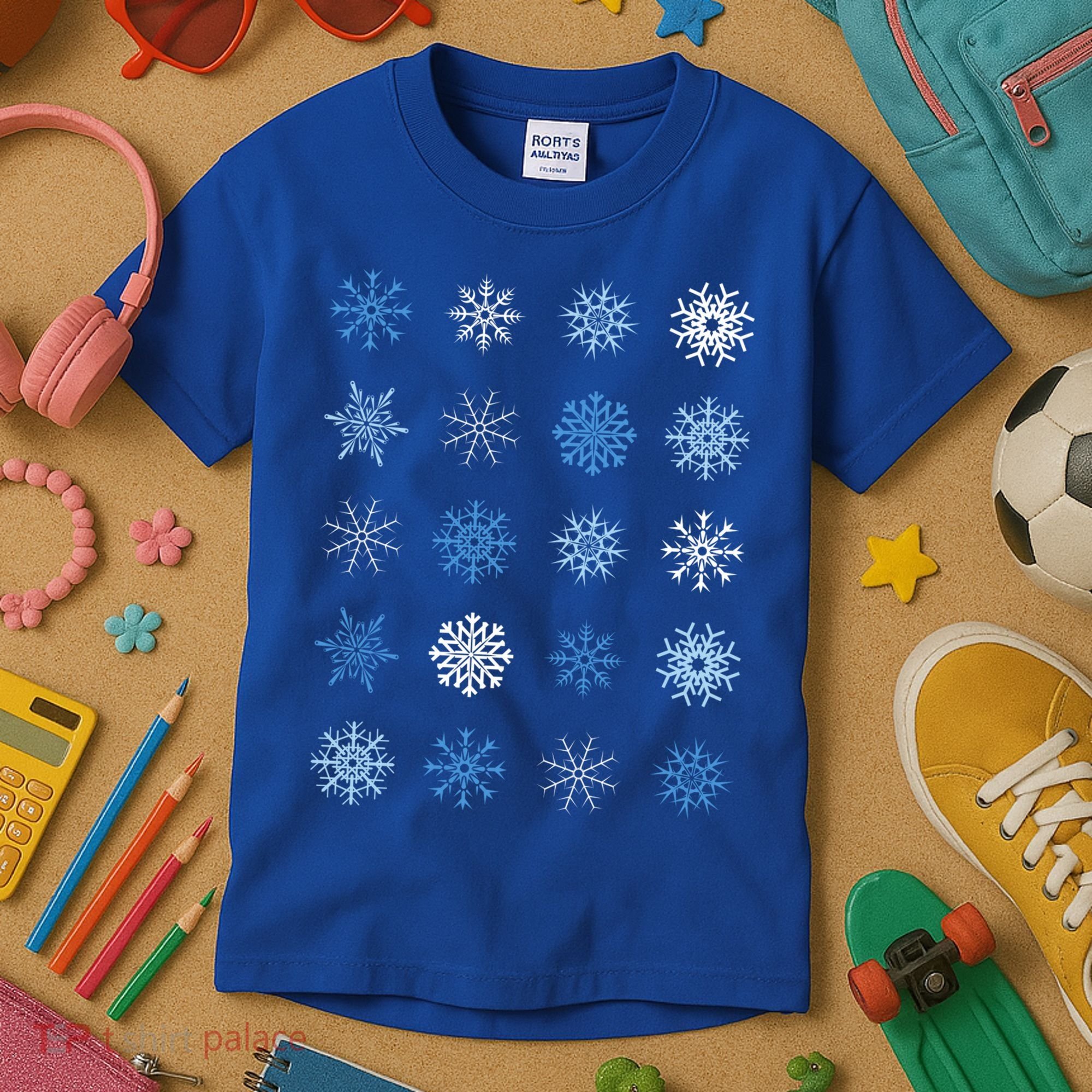 Blue And White Snowflakes Stacked Christmas Great Gift Kids T-Shirt