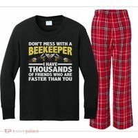 Beekeeper Art Women Beekeeping Honeybee Beehive Lover Kids Long Sleeve Plaid Pajama Set thumb 0