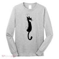 Black And White Cat Hanging On Funny Tuxedo Cat Lovers Long Sleeve Shirt thumb 0