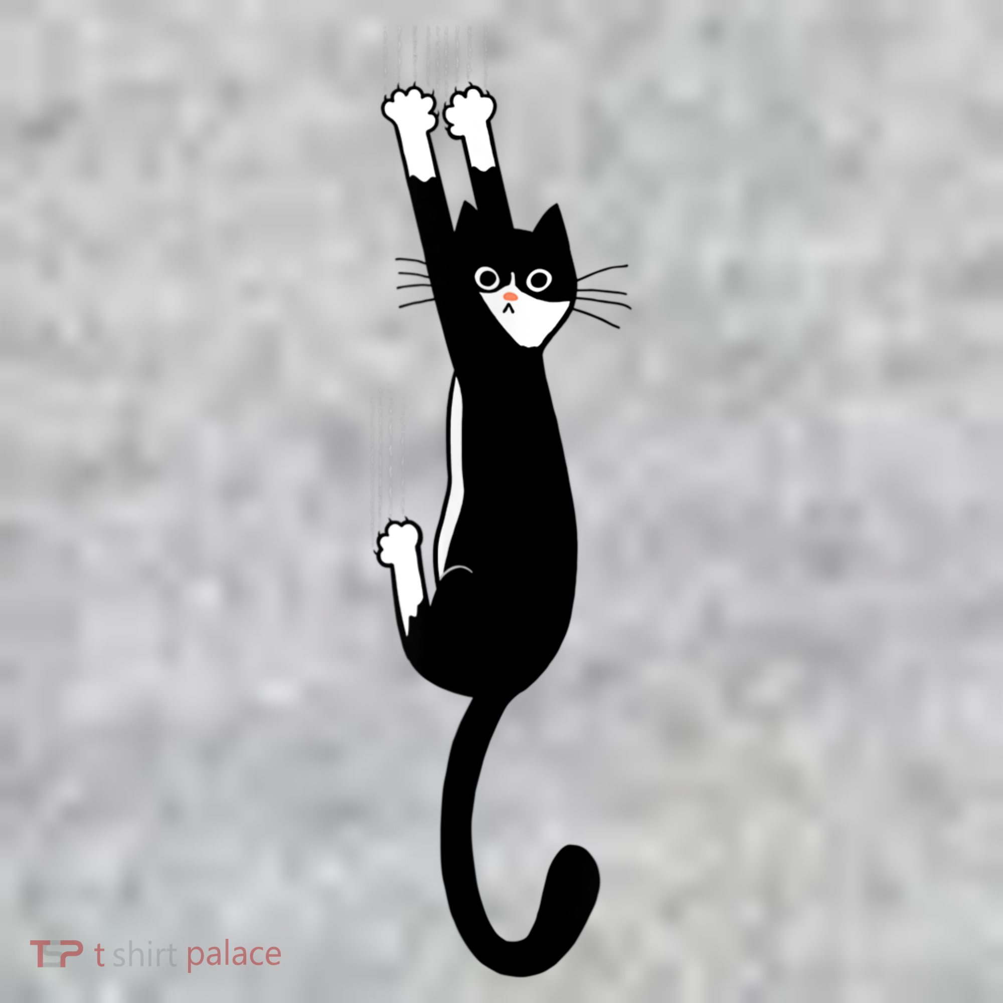 Black And White Cat Hanging On Funny Tuxedo Cat Lovers Long Sleeve Shirt