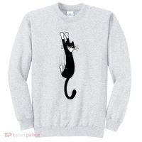 Black And White Cat Hanging On Funny Tuxedo Cat Lovers Sweatshirt thumb 0