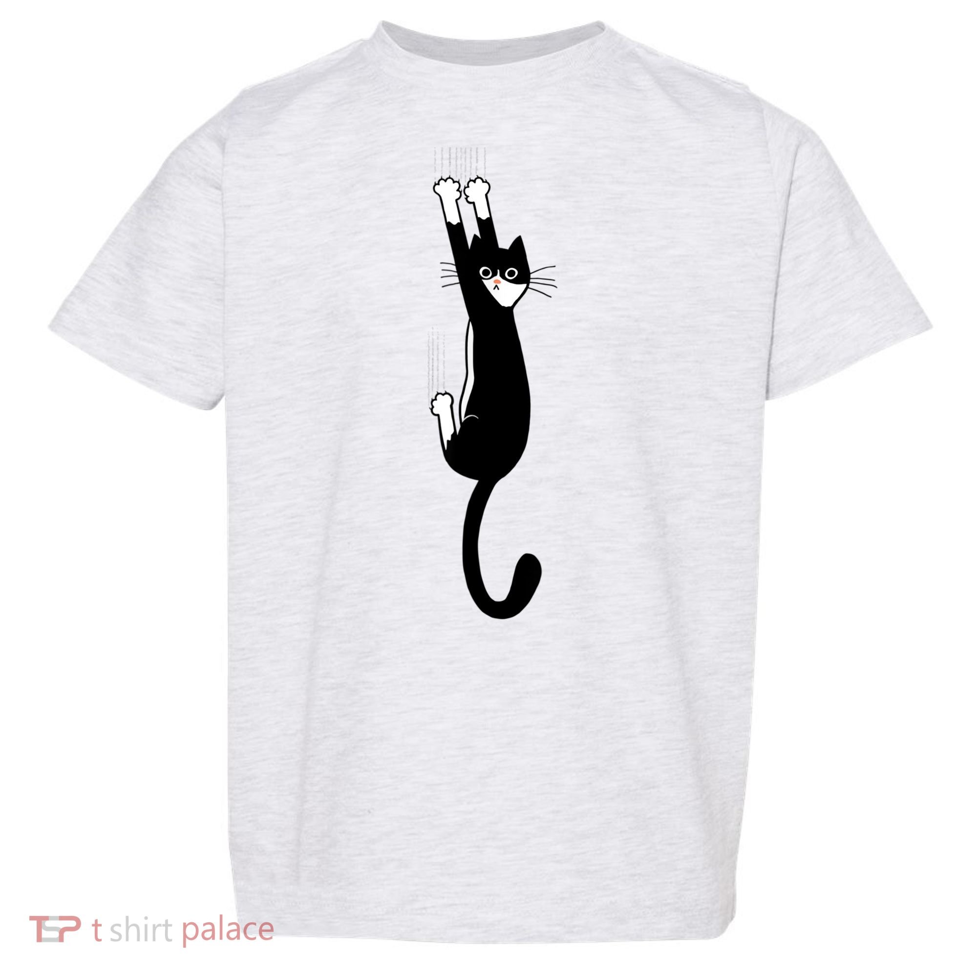Black And White Cat Hanging On Funny Tuxedo Cat Lovers Toddler T-Shirt