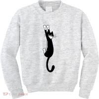Black And White Cat Hanging On Funny Tuxedo Cat Lovers Kids Sweatshirt thumb 0