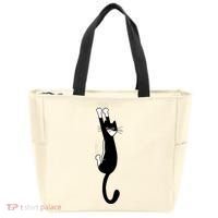Black And White Cat Hanging On Funny Tuxedo Cat Lovers Tote Bag thumb 0