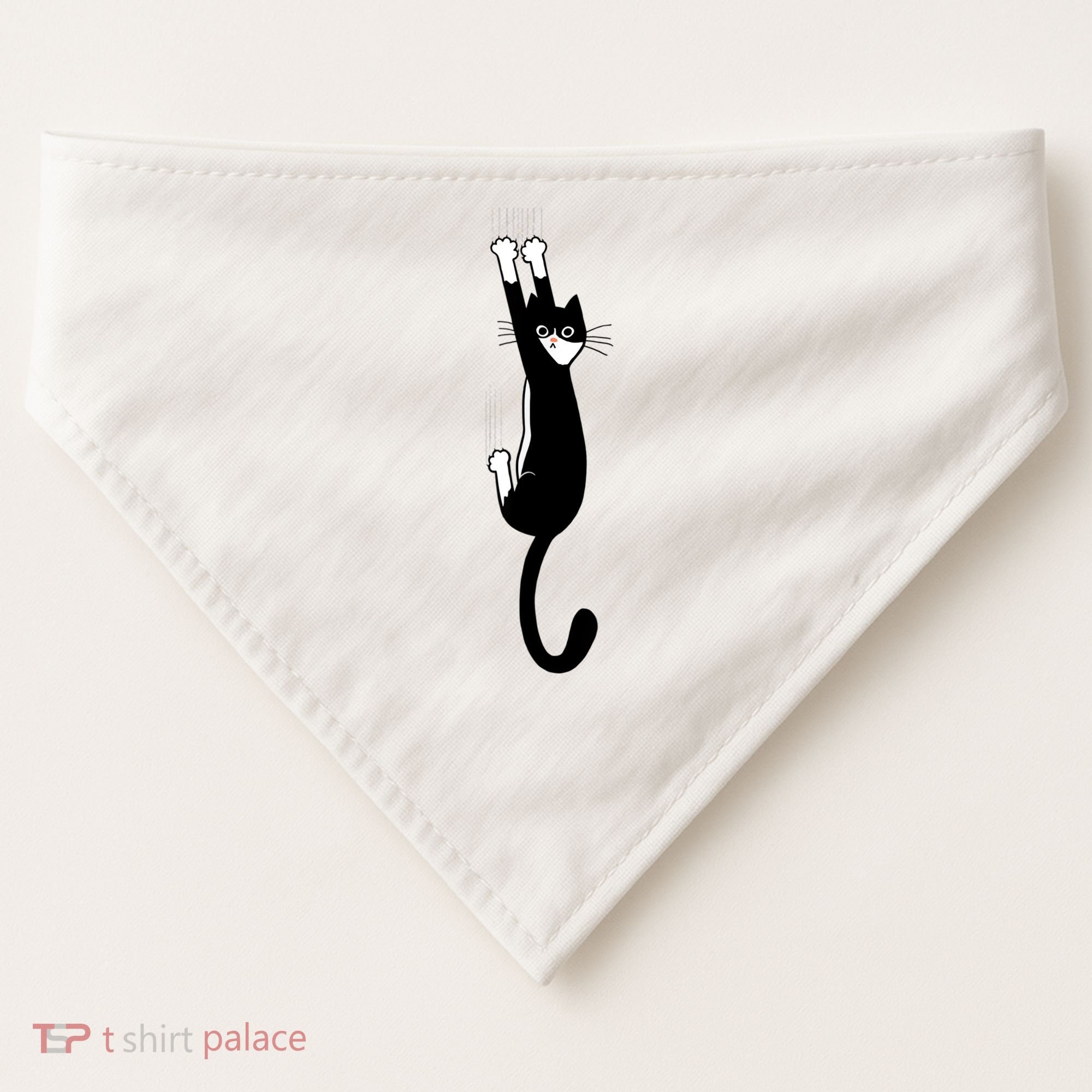 Black And White Cat Hanging On Funny Tuxedo Cat Lovers USA-Made Doggie Bandana