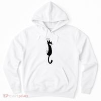 Black And White Cat Hanging On Funny Tuxedo Cat Lovers Hoodie thumb 0