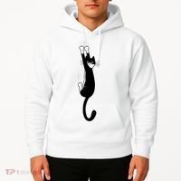 Black And White Cat Hanging On Funny Tuxedo Cat Lovers Hoodie thumb 2