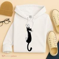 Black And White Cat Hanging On Funny Tuxedo Cat Lovers Hoodie thumb 4