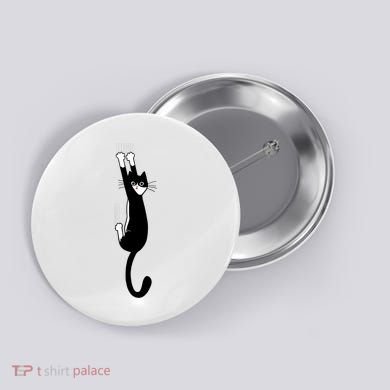 Black And White Cat Hanging On Funny Tuxedo Cat Lovers Button