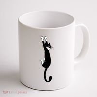 Black And White Cat Hanging On Funny Tuxedo Cat Lovers Coffee Mug thumb 1