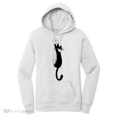 Black And White Cat Hanging On Funny Tuxedo Cat Lovers Women's Hoodie