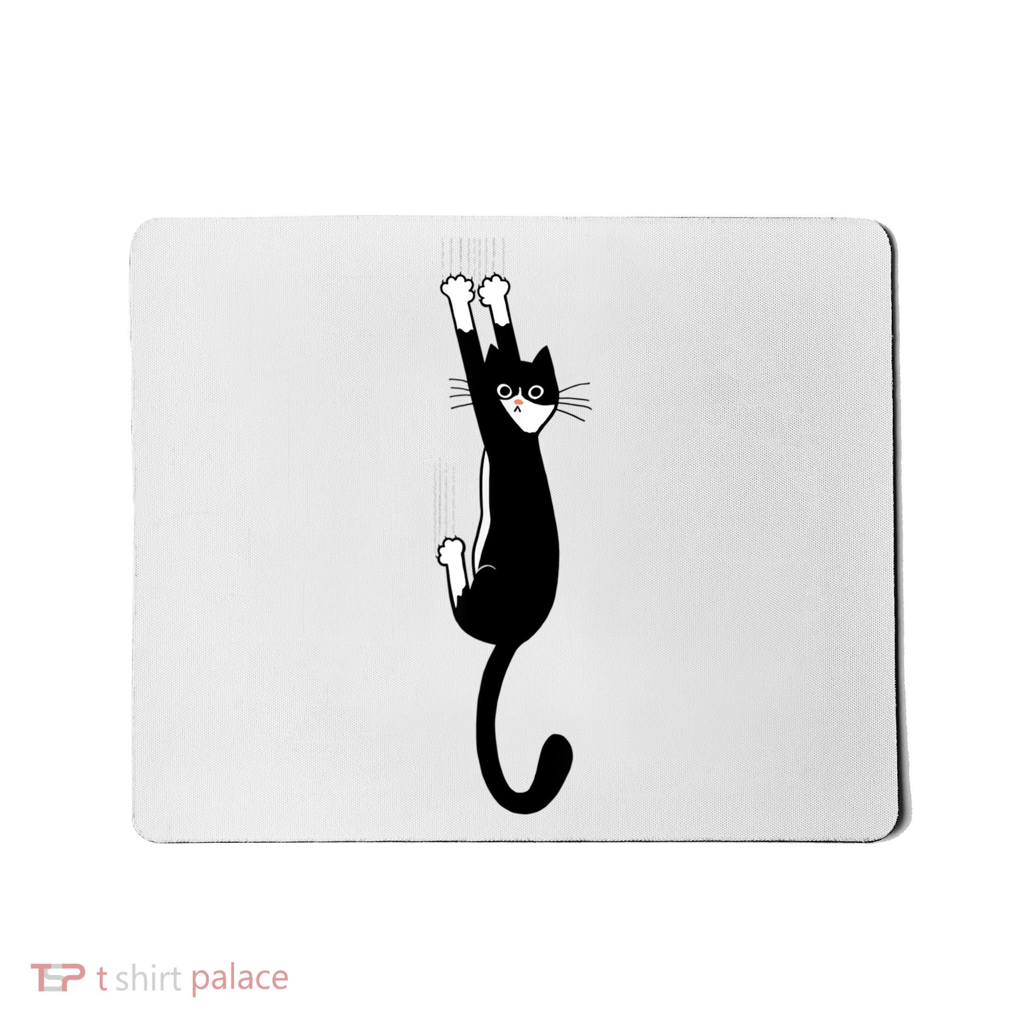 Black And White Cat Hanging On Funny Tuxedo Cat Lovers Mousepad