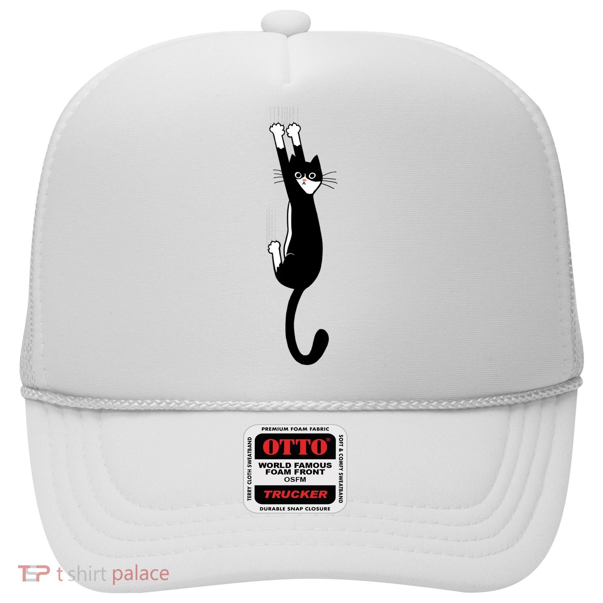 Black And White Cat Hanging On Funny Tuxedo Cat Lovers Hat