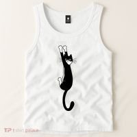 Black And White Cat Hanging On Funny Tuxedo Cat Lovers Tank Top thumb 2