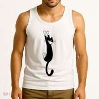 Black And White Cat Hanging On Funny Tuxedo Cat Lovers Tank Top thumb 3