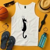 Black And White Cat Hanging On Funny Tuxedo Cat Lovers Tank Top thumb 4