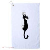 Black And White Cat Hanging On Funny Tuxedo Cat Lovers Golf Towel thumb 0
