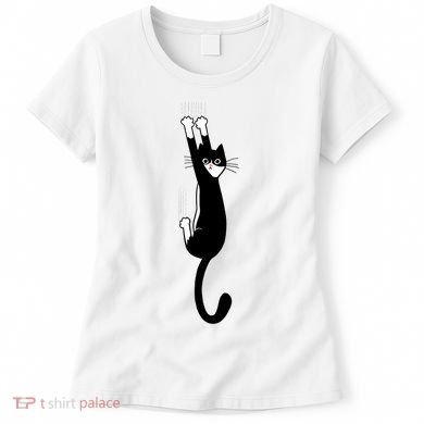 Black And White Cat Hanging On Funny Tuxedo Cat Lovers Women's T-Shirt