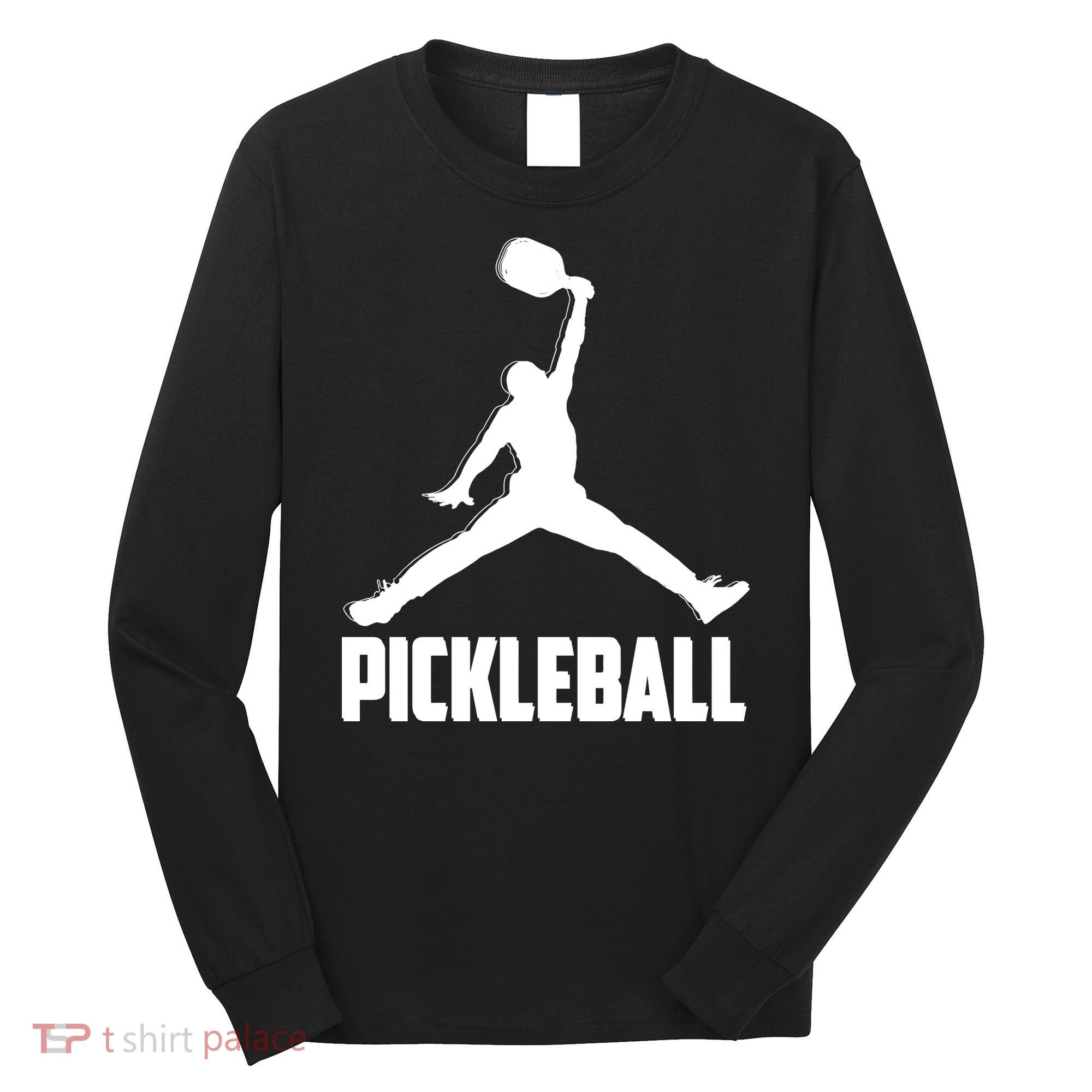 Black And White Pickleball Sports Logo Long Sleeve Shirt