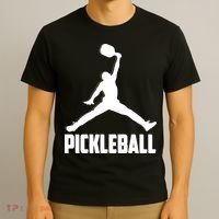 Black And White Pickleball Sports Logo T-Shirt thumb 3