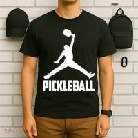 Black And White Pickleball Sports Logo T-Shirt thumb 6