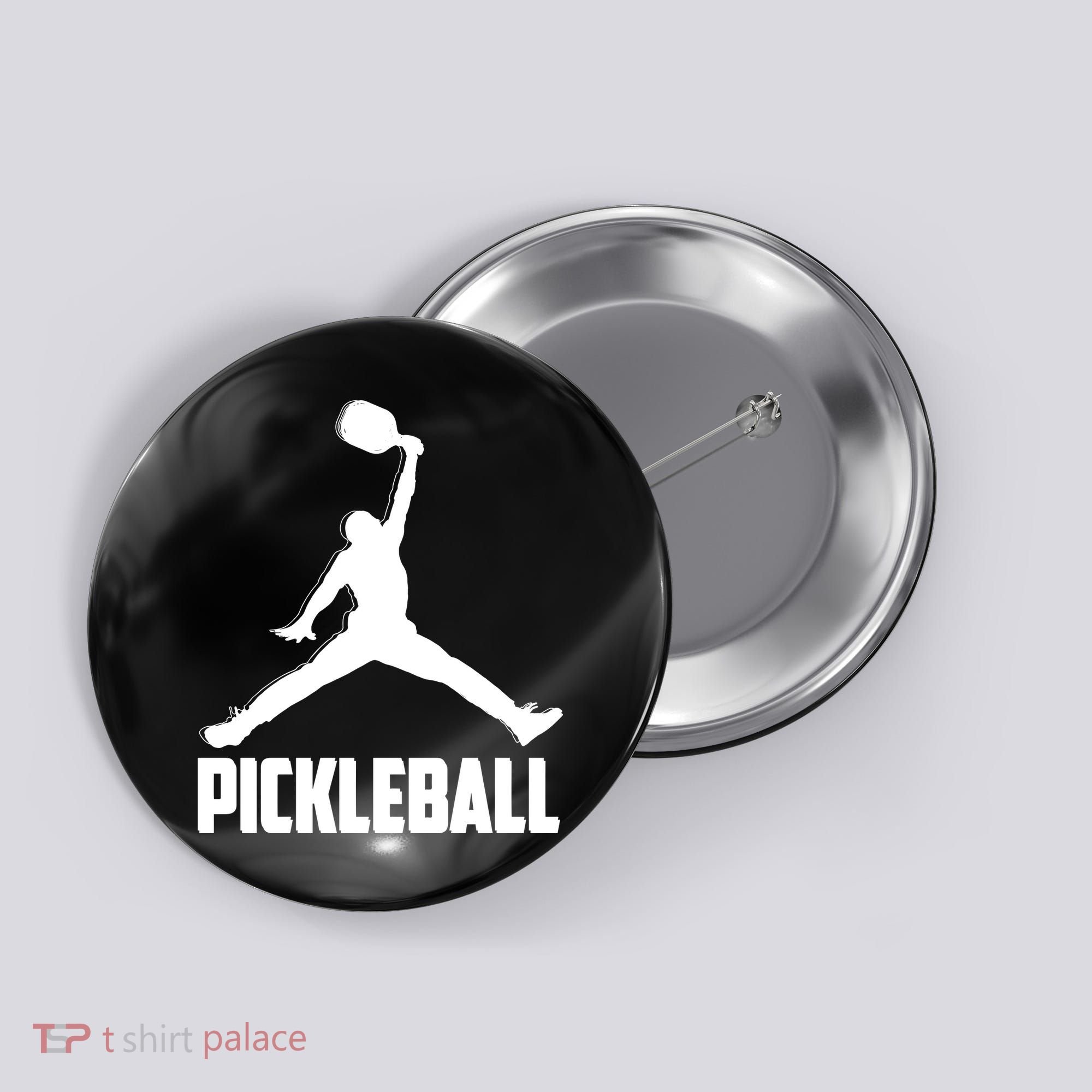 Black And White Pickleball Sports Logo Button