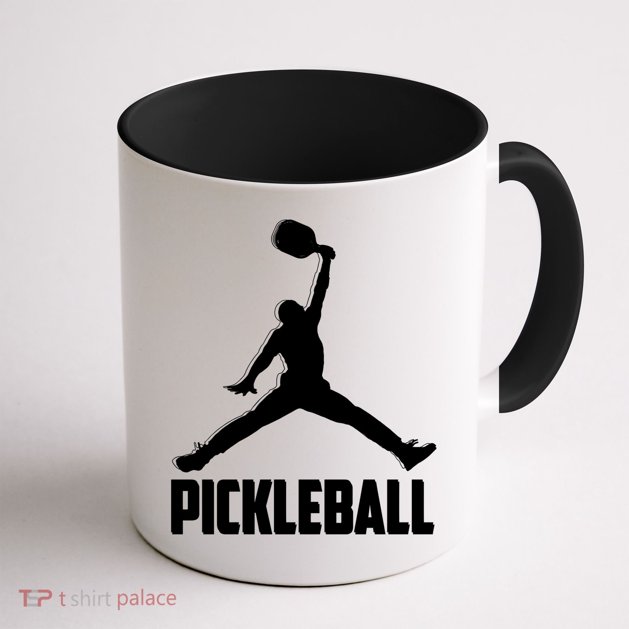 Black And White Pickleball Sports Logo Coffee Mug