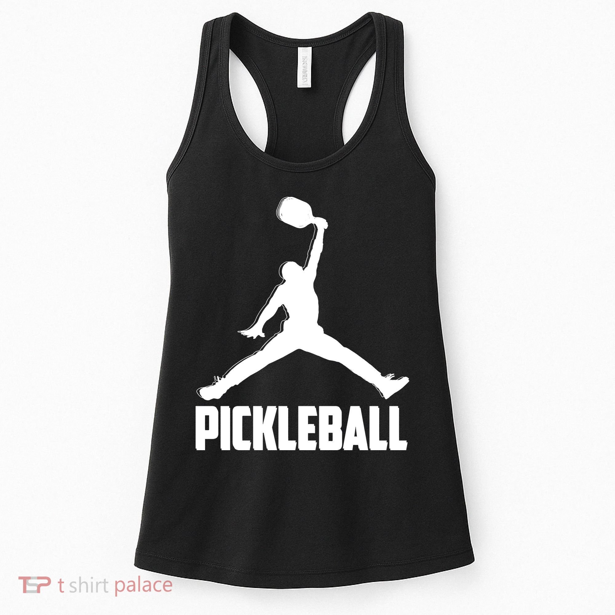Black And White Pickleball Sports Logo Women's Tank Top
