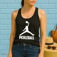 Black And White Pickleball Sports Logo Women's Tank Top thumb 2
