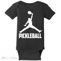 Black And White Pickleball Sports Logo Baby Bodysuit thumb 0