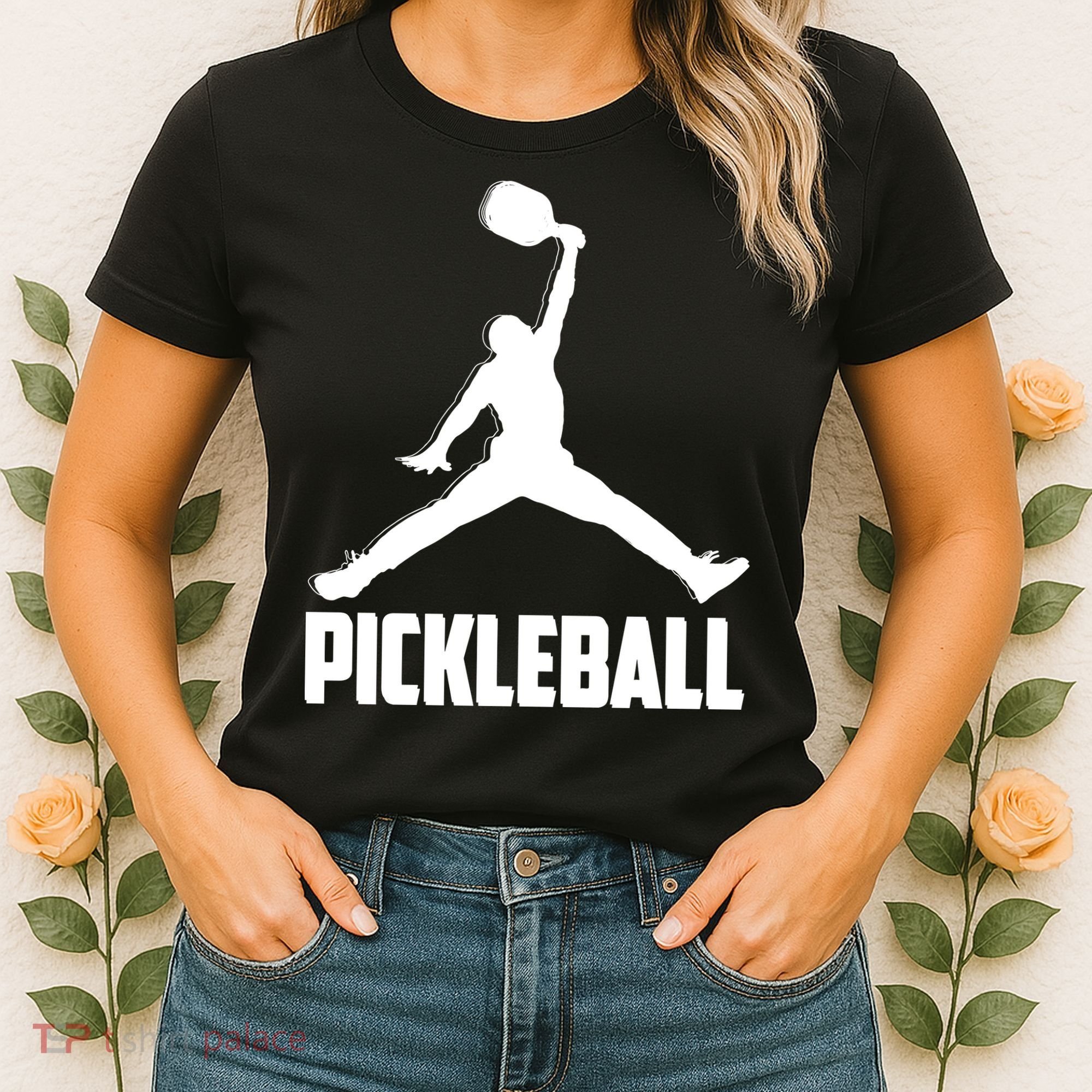 Black And White Pickleball Sports Logo Women's T-Shirt