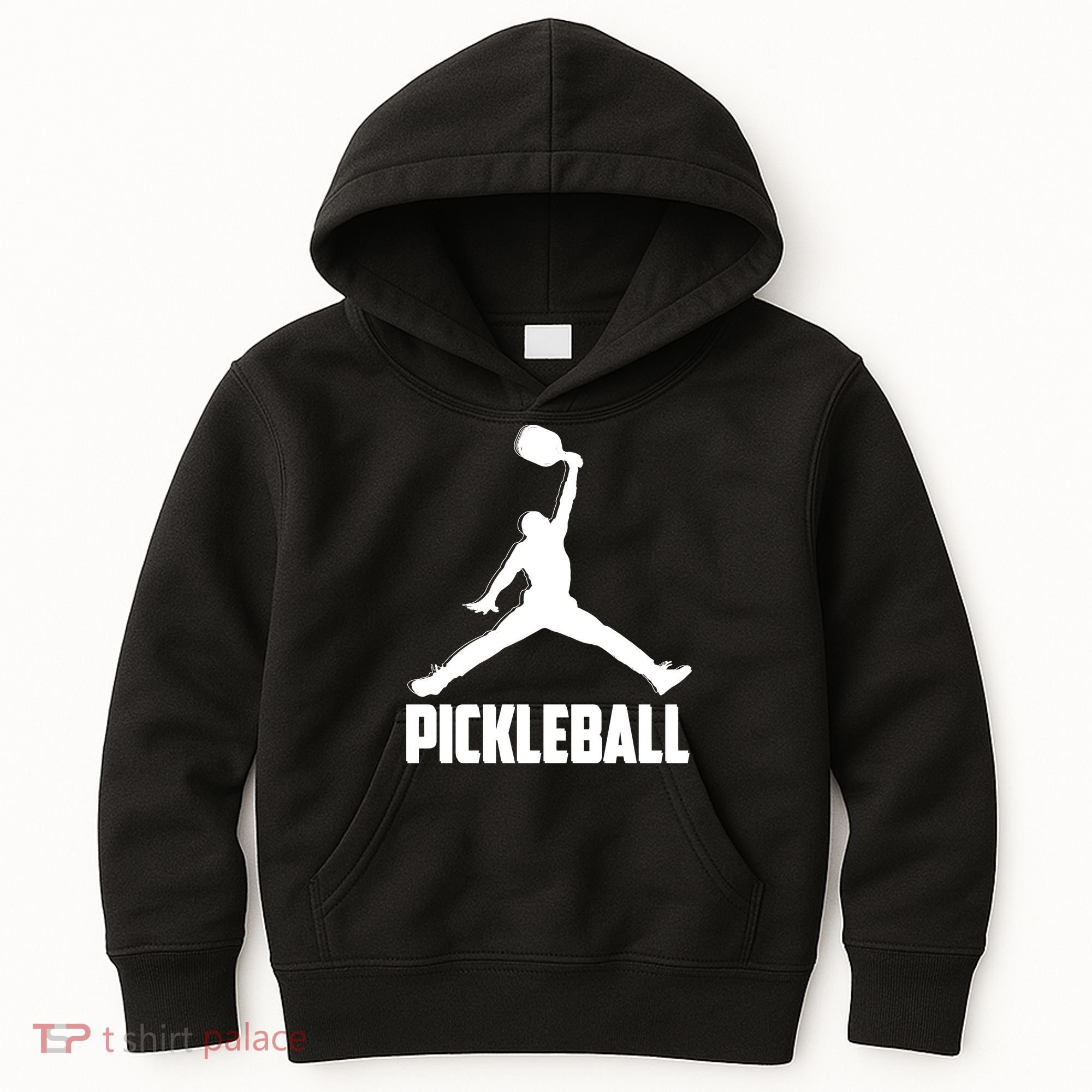 Black And White Pickleball Sports Logo Kids Hoodie