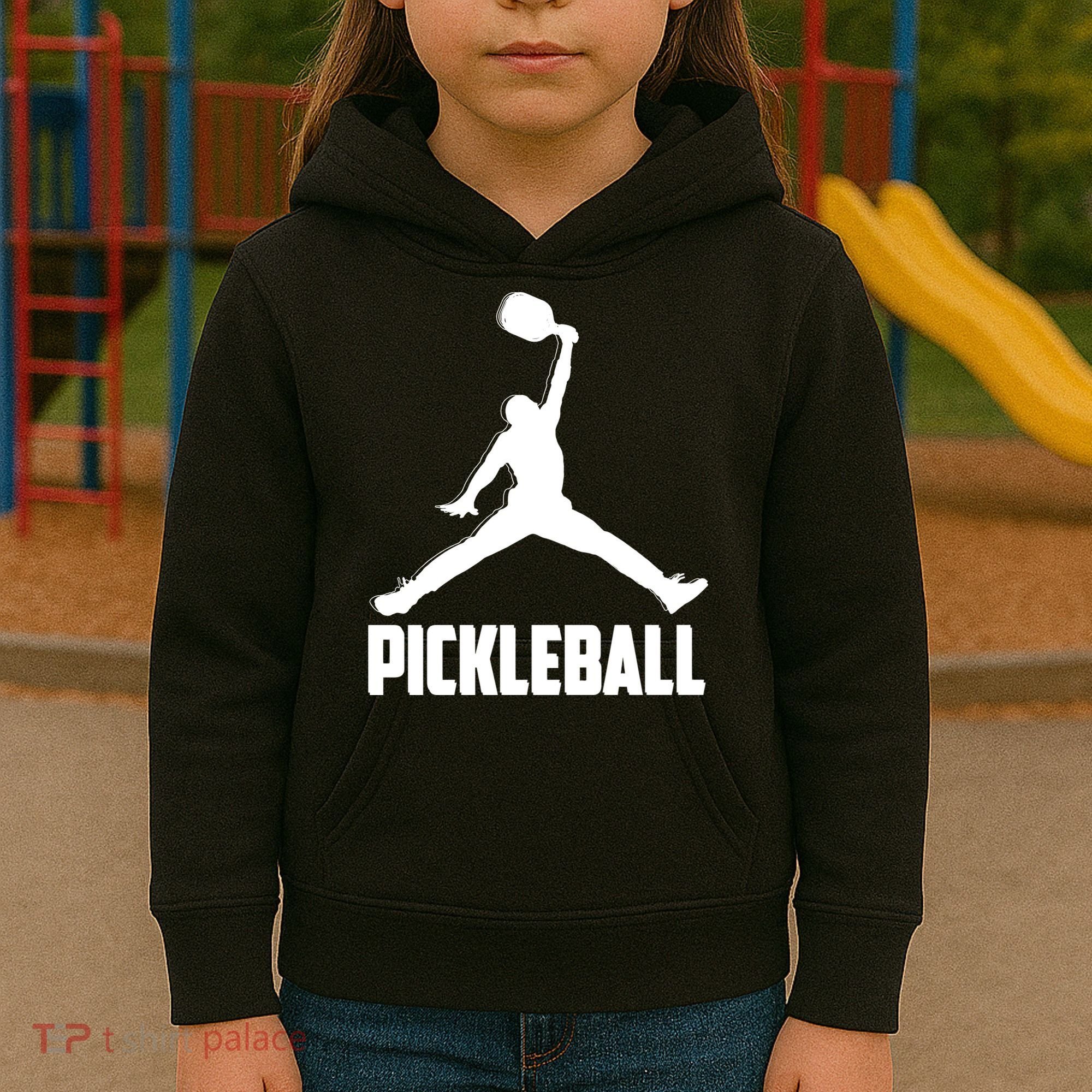 Black And White Pickleball Sports Logo Kids Hoodie