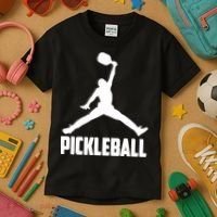 Black And White Pickleball Sports Logo Kids T-Shirt thumb 3