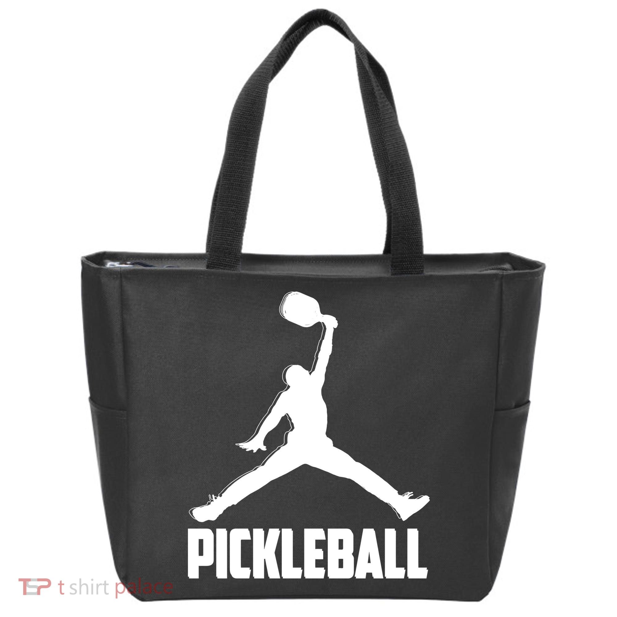 Black And White Pickleball Sports Logo Tote Bag