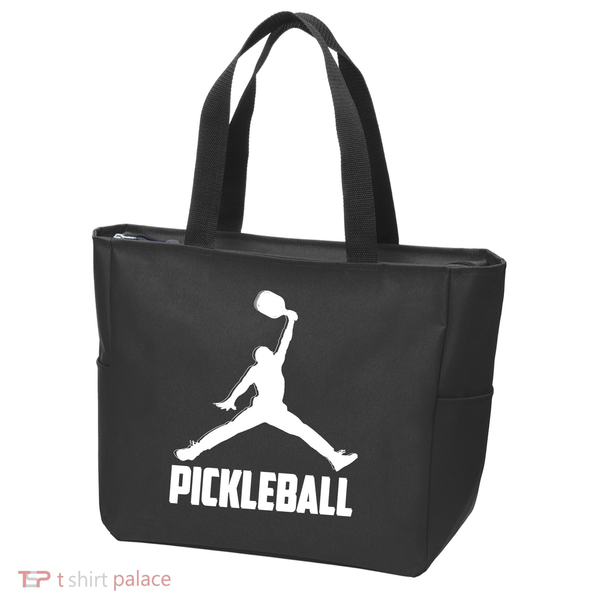 Black And White Pickleball Sports Logo Tote Bag