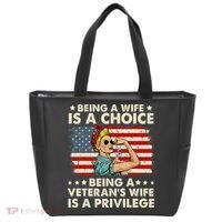 Being A Wife Is A Choice Being A Veteran's Wife Is Privilege Tote Bag thumb 0