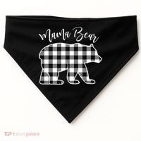 Black And White Buffalo Plaid Mama Bear Christmas Pajama USA-Made Doggie Bandana thumb 0