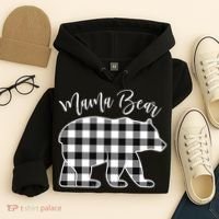 Black And White Buffalo Plaid Mama Bear Christmas Pajama Hoodie thumb 4